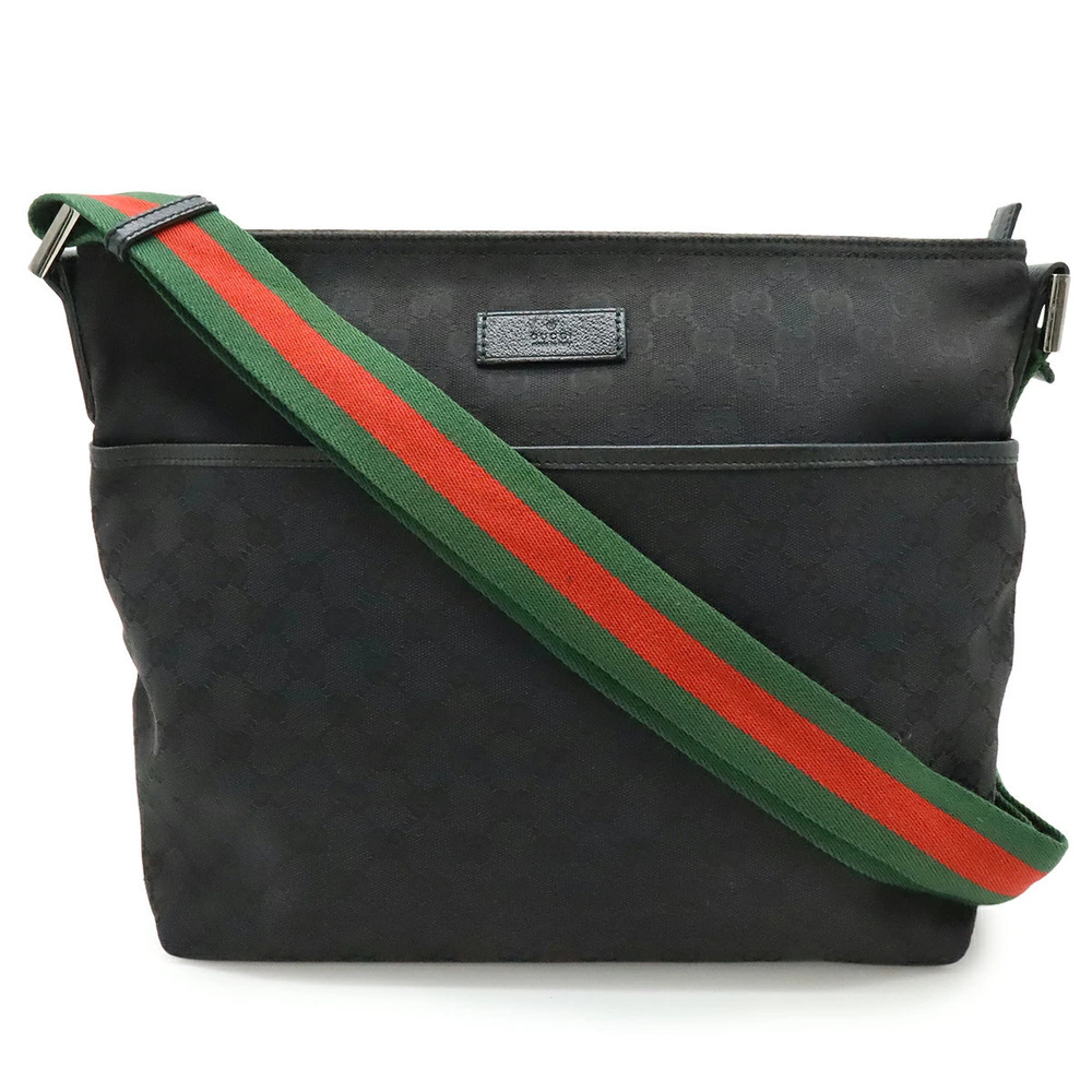 Gucci GG Canvas Sherry Web Crossbody Bag Leather Black